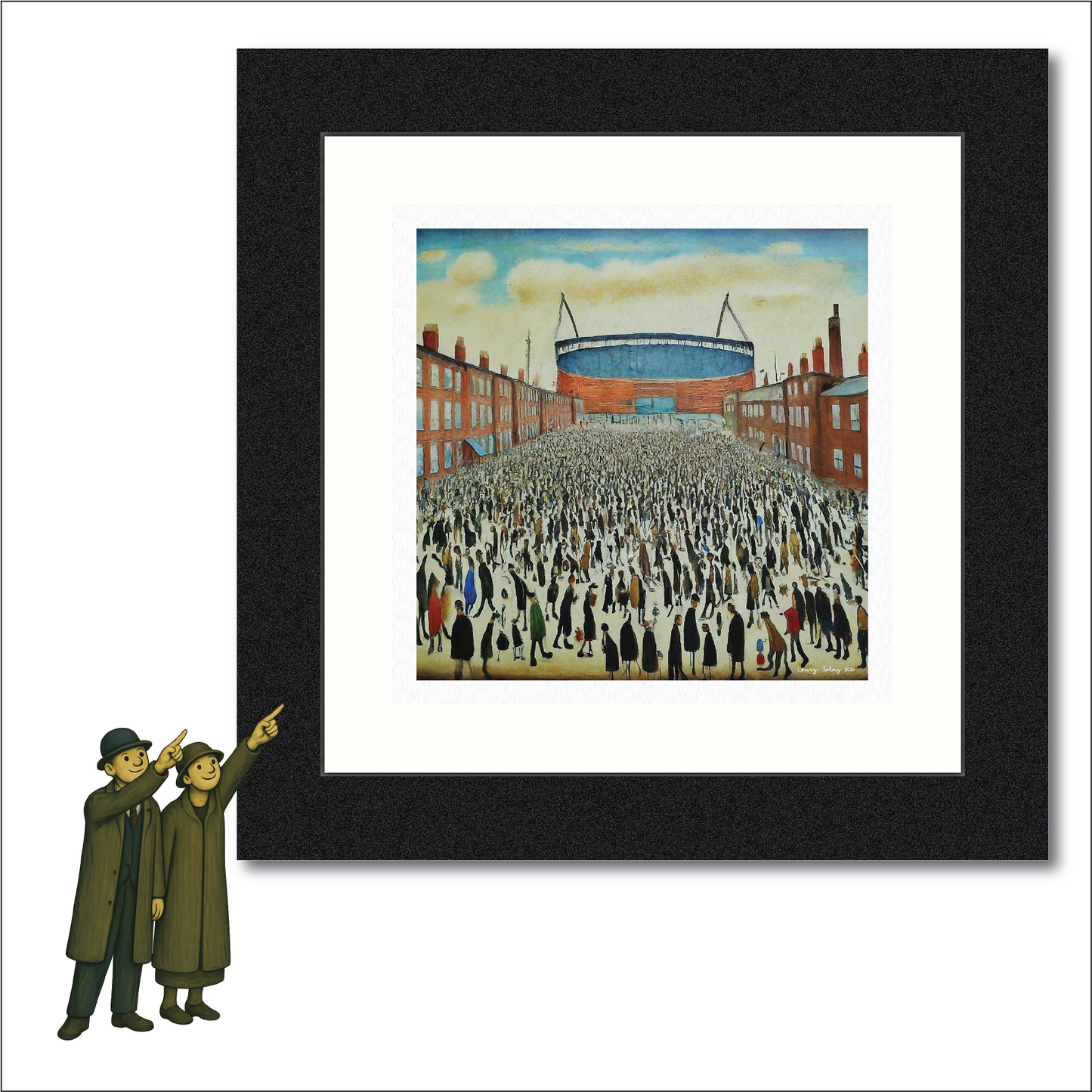The "Blue" Stadium - Lowry Style Giclée Art Print. Available Mounted/Framed or Unframed