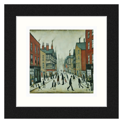Chester - Impression d'art giclée 21 cm carré. Image fascinante dans le style de LS Lowry 