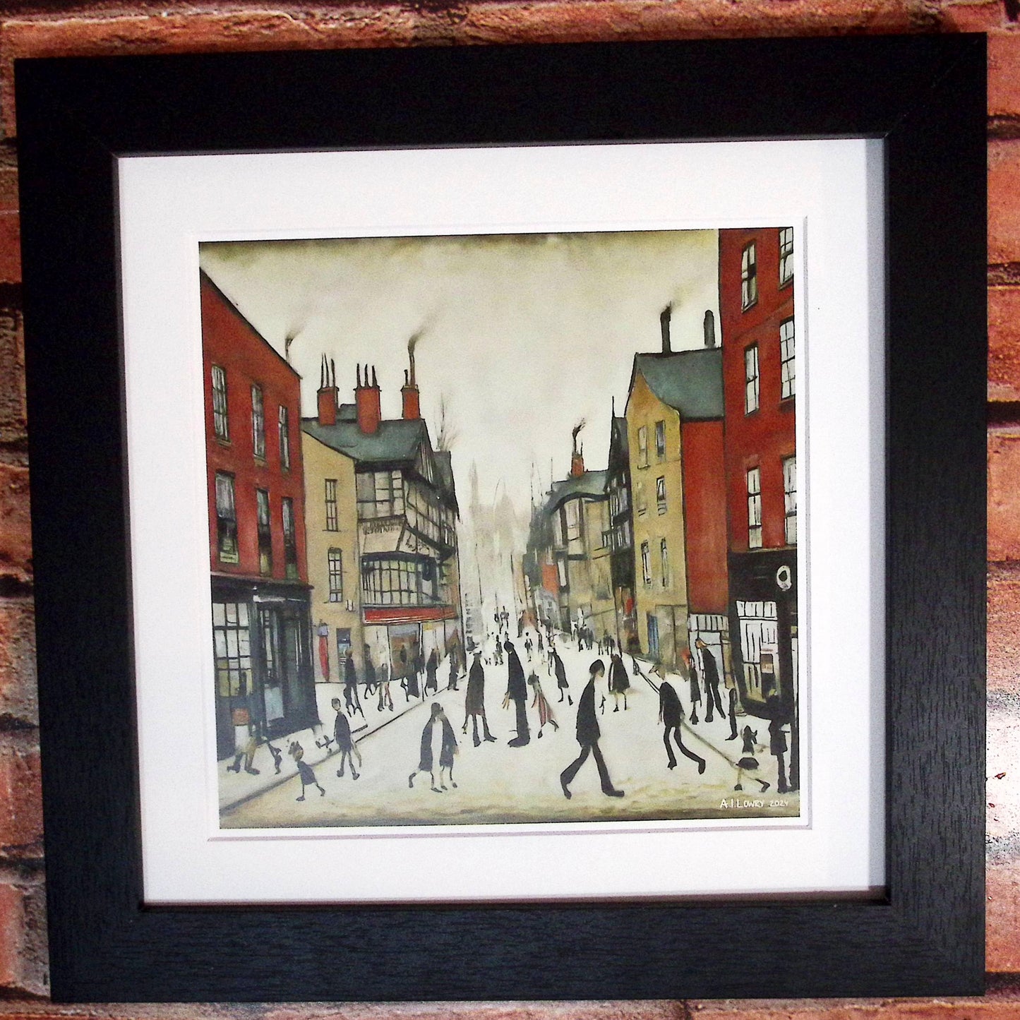 Chester - Impression d'art giclée 21 cm carré. Image fascinante dans le style de LS Lowry 