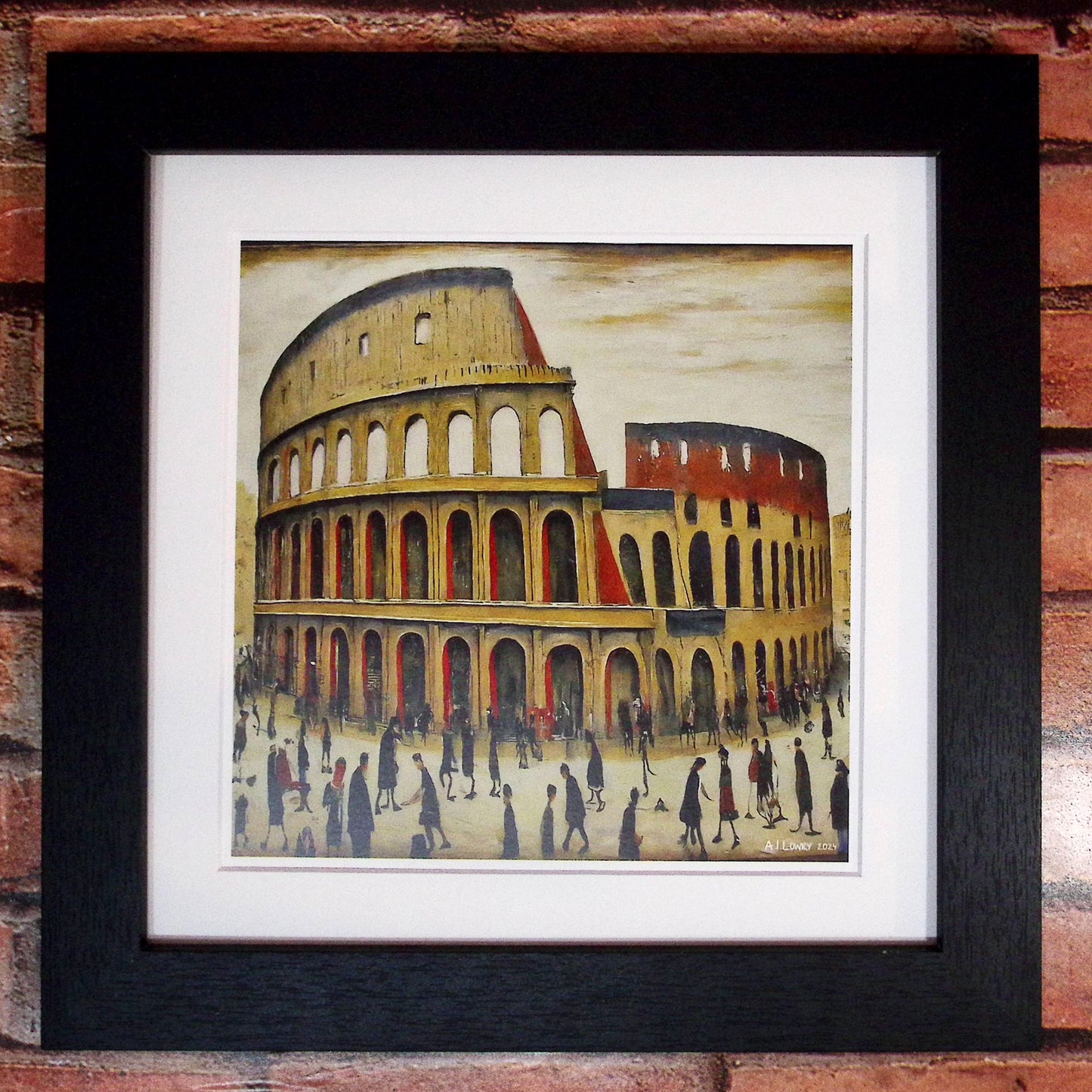 Le Colisée - Impression d'art giclée 21 cm carré. Image classique dans le style de LS Lowry 