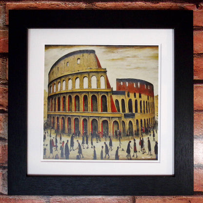 Le Colisée - Impression d'art giclée 21 cm carré. Image classique dans le style de LS Lowry 