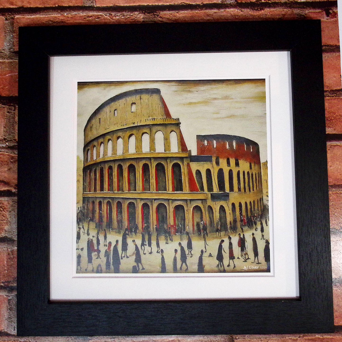 Le Colisée - Impression d'art giclée 21 cm carré. Image classique dans le style de LS Lowry 