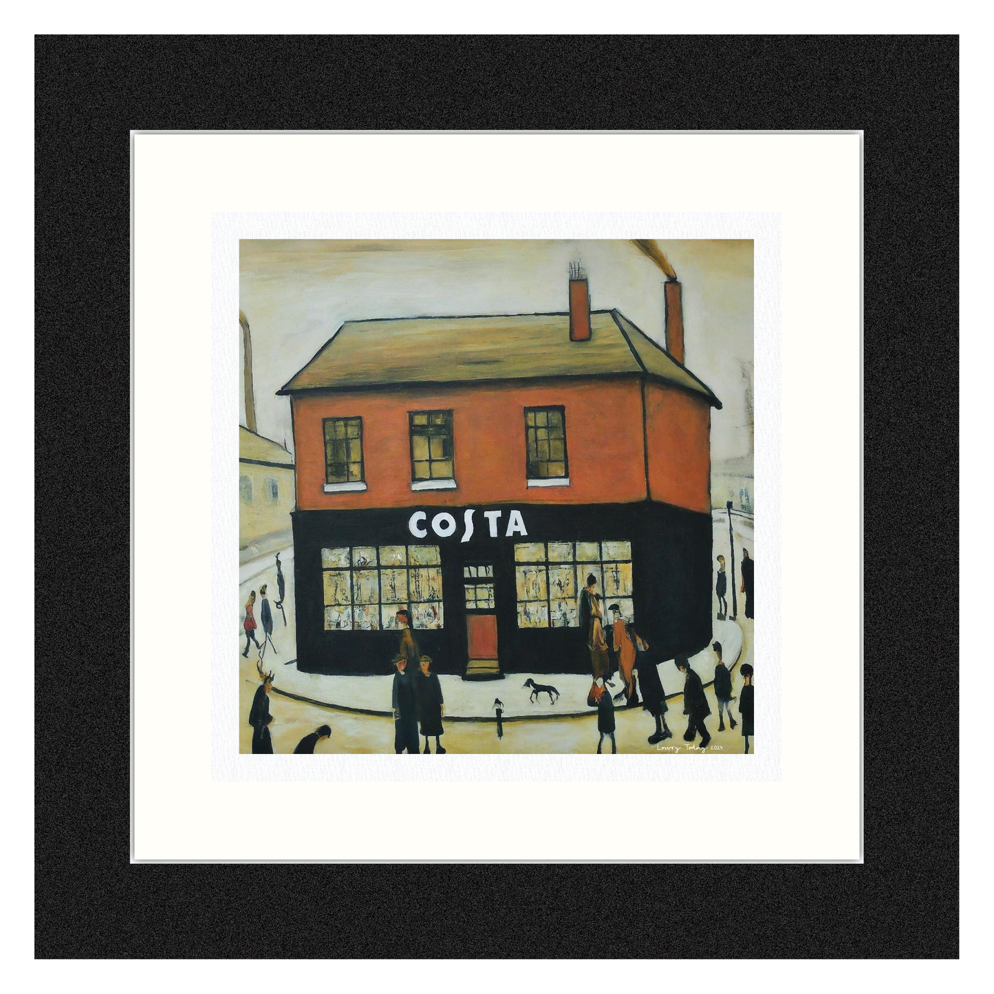 Costa Coffee - Lowry Style Giclée Art Print. Available Framed/Mounted or Unframed.