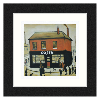 Costa Coffee - Lowry Style Giclée Art Print. Available Framed/Mounted or Unframed.