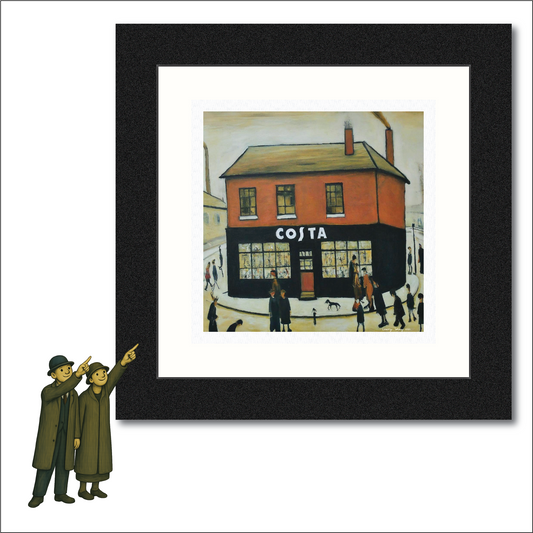 Costa Coffee - Lowry Style Giclée Art Print. Available Framed/Mounted or Unframed.