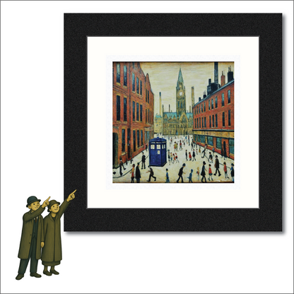 The Doctor Who Comes To Town - Lowry Style Giclée Art Print. Available Mounted/Framed or Unframed