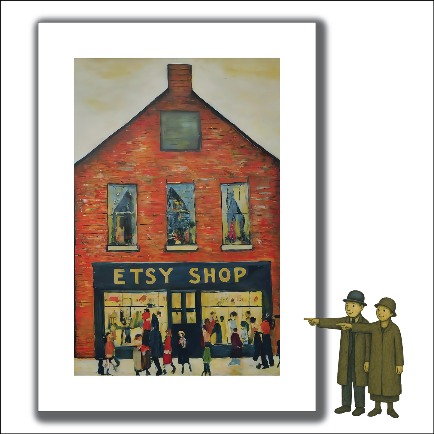 Etsy Shop - Lowry Style A4 Size Giclée Art Print. Available Framed or Unframed.