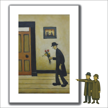 Flower Delivery - A4 Size Giclée Art Print. Lowry Style Art Print. Available Framed and Unframed.