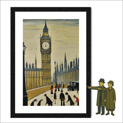 Big Ben - A4 Size Giclée Art Print. Lowry Style Art Print. Available Framed and Unframed.