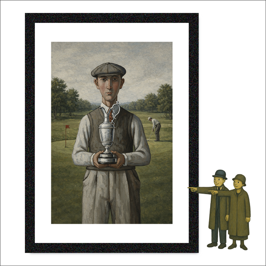Golf Trophy Man - Lowry Style A4 Size Giclée Art Print. Available Framed or Unframed