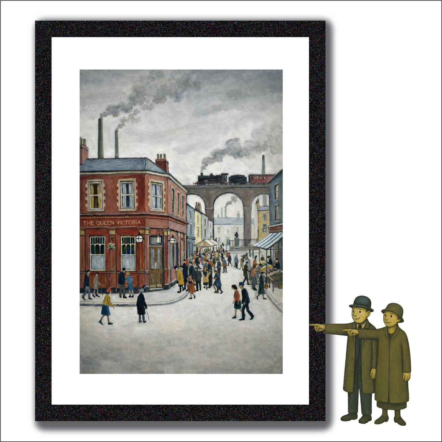 The Queen Vic Pub - Lowry Style A4 Size Giclée Art Print. Available Framed or Unframed