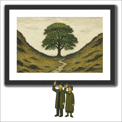 Sycamore Gap Tree - Lowry Style A4 Size Giclée Art Print. Available Framed or Unframed.