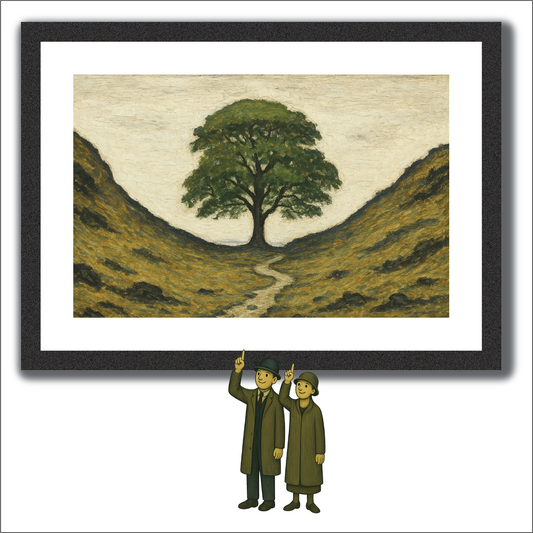 Sycamore Gap Tree - Lowry Style A4 Size Giclée Art Print. Available Framed or Unframed.