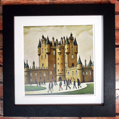 Château de Glamis - Impression d'art giclée 21 cm carré. Image ravissante dans le style de LS Lowry 