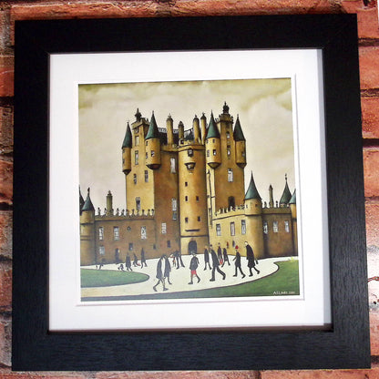 Château de Glamis - Impression d'art giclée 21 cm carré. Image ravissante dans le style de LS Lowry 