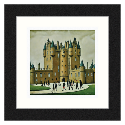 Château de Glamis - Impression d'art giclée 21 cm carré. Image ravissante dans le style de LS Lowry 