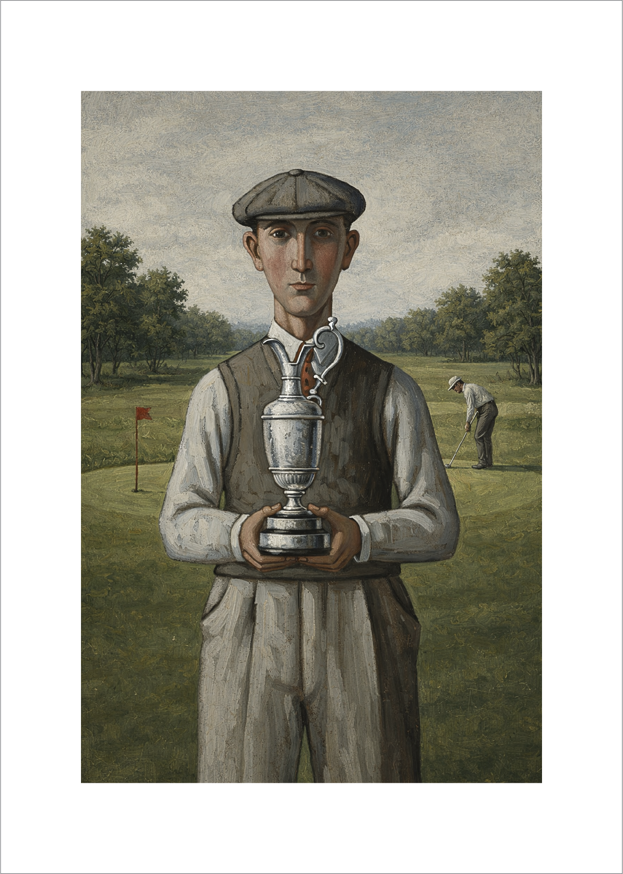 Golf Trophy Man - Lowry Style A4 Size Giclée Art Print. Available Framed or Unframed