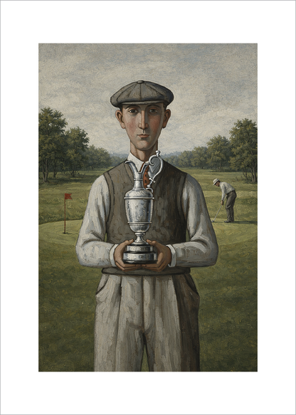 Golf Trophy Man - Lowry Style A4 Size Giclée Art Print. Available Framed or Unframed