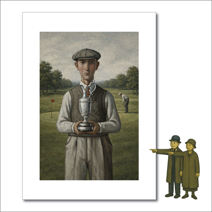 Golf Trophy Man - Lowry Style A4 Size Giclée Art Print. Available Framed or Unframed