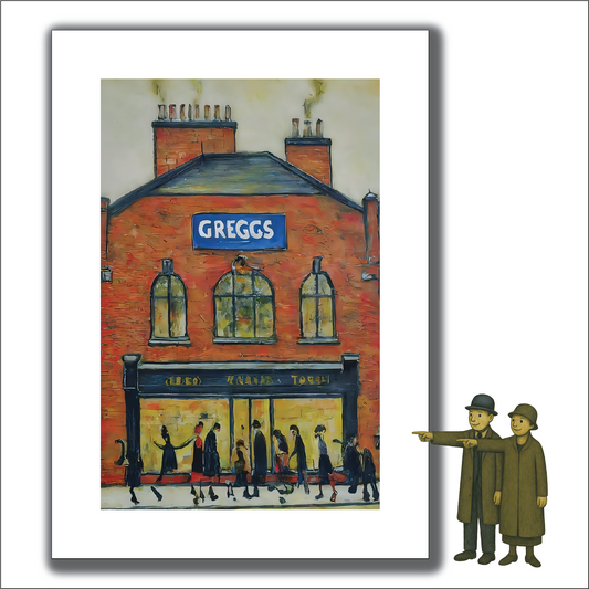 Greggs - A4 Size Giclée Art Print. Lowry Style Art Print. Available Framed or Unframed.