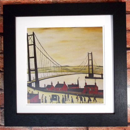 Humber Bridge Lowry Style Art Giclée Print. Available Framed/Mounted or Unframed