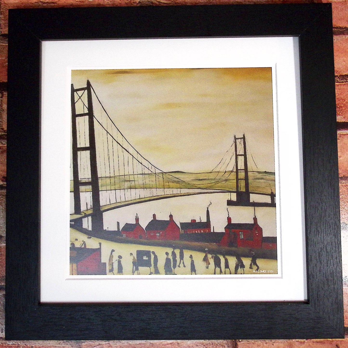Humber Bridge Lowry Style Art Giclée Print. Available Framed/Mounted or Unframed
