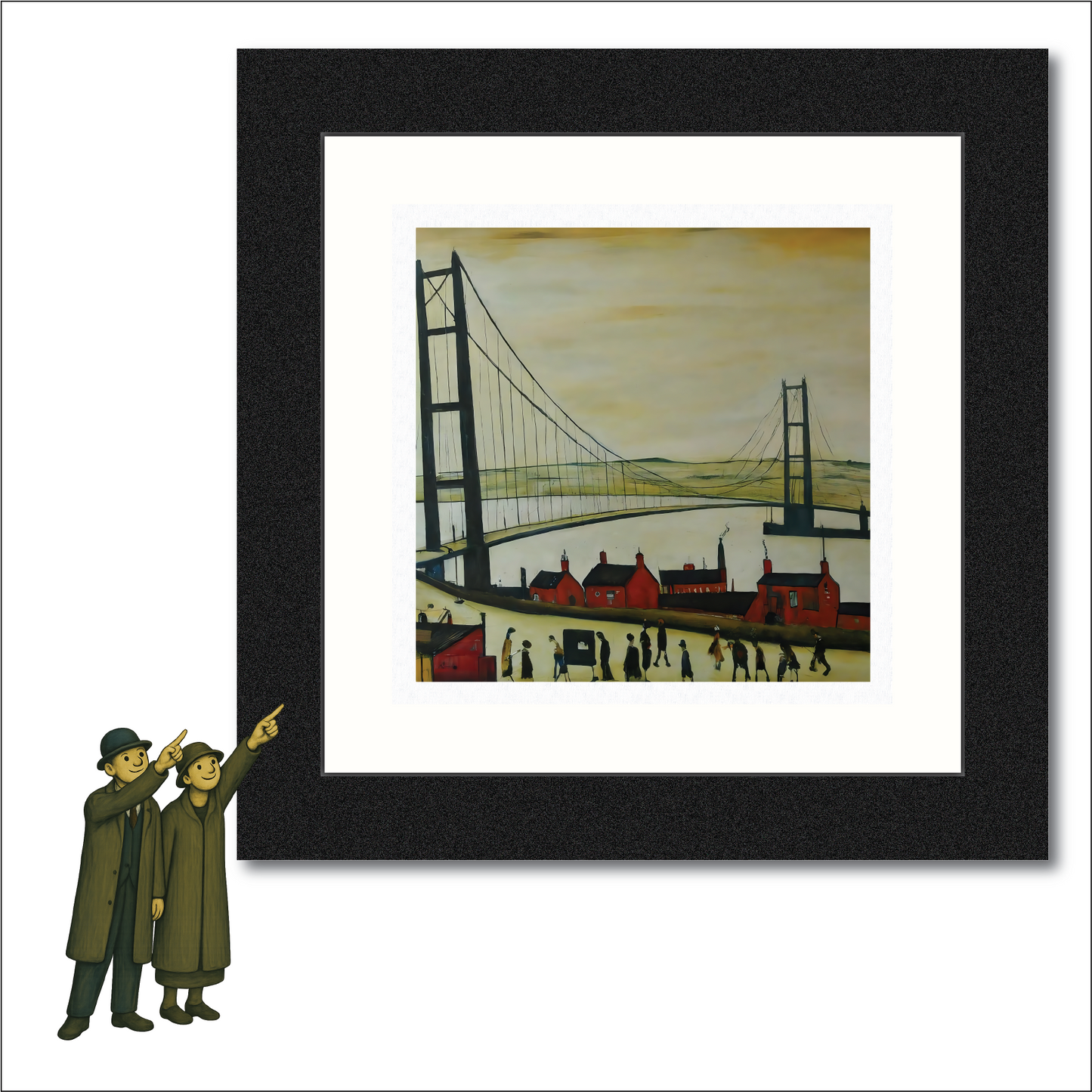 Humber Bridge Lowry Style Art Giclée Print. Available Framed/Mounted or Unframed