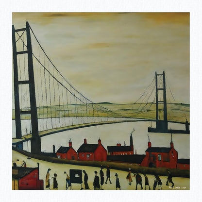 Humber Bridge Lowry Style Art Giclée Print. Available Framed/Mounted or Unframed