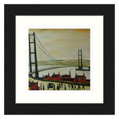 Humber Bridge Lowry Style Art Giclée Print. Available Framed/Mounted or Unframed