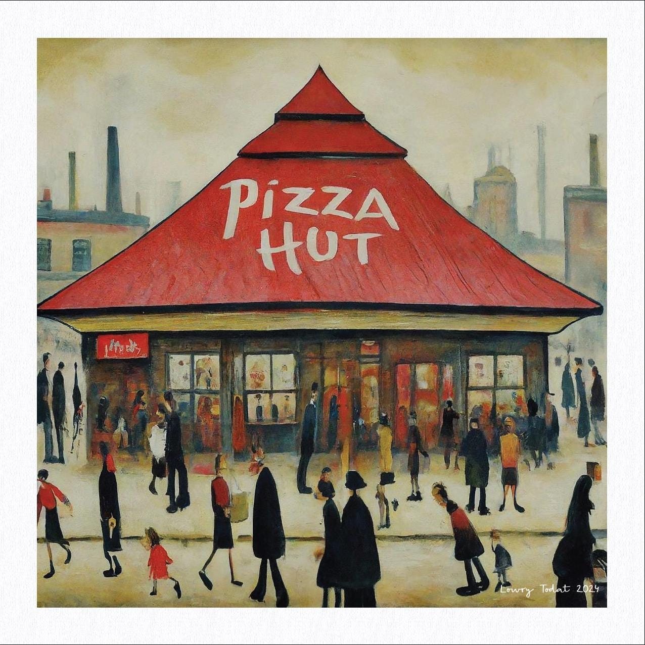 Pizza Hut - Lowry Style Giclée Art Print. Available Framed/Mounted or Unframed.