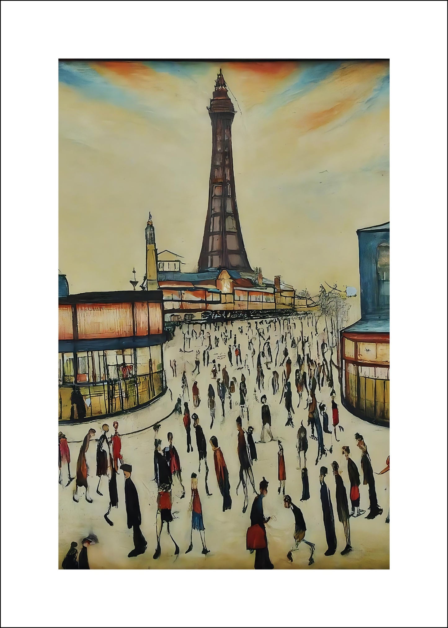 Blackpool Tower - Lowry Style A4 Size Giclée Art Print. Available Framed or Unframed.
