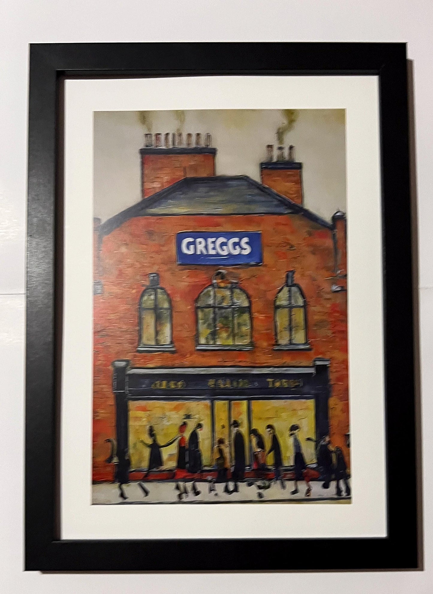 Greggs - A4 Size Giclée Art Print. Lowry Style Art Print. Available Framed or Unframed.