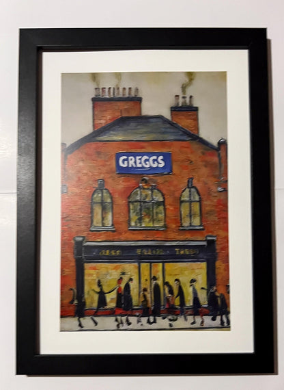 Greggs - A4 Size Giclée Art Print. Lowry Style Art Print. Available Framed or Unframed.