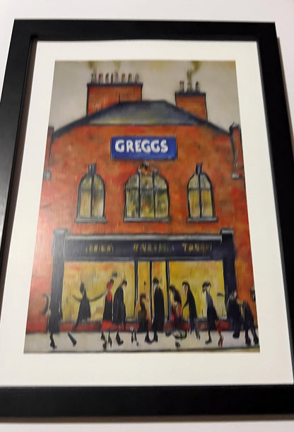 Greggs - A4 Size Giclée Art Print. Lowry Style Art Print. Available Framed or Unframed.