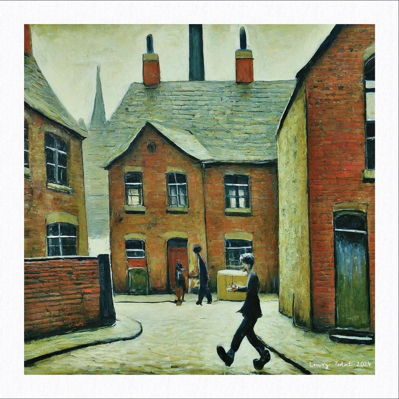 Parcel Man - Lowry Style Giclée Art Print. Available Mounted/Framed or Unframed