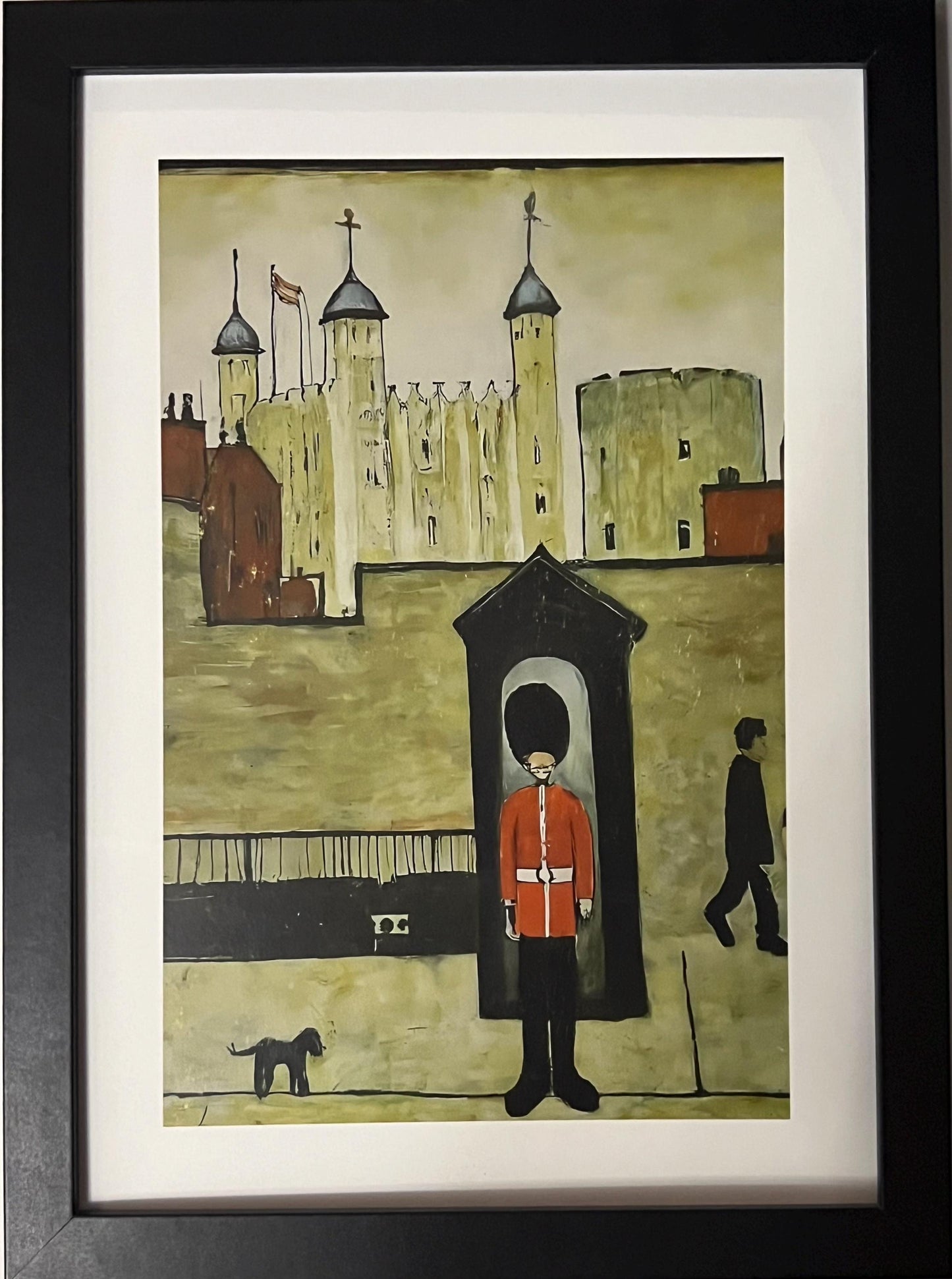On Guard Tower of London - Lowry Style A4 Size Giclée Art Print. Available Framed or Unframed.