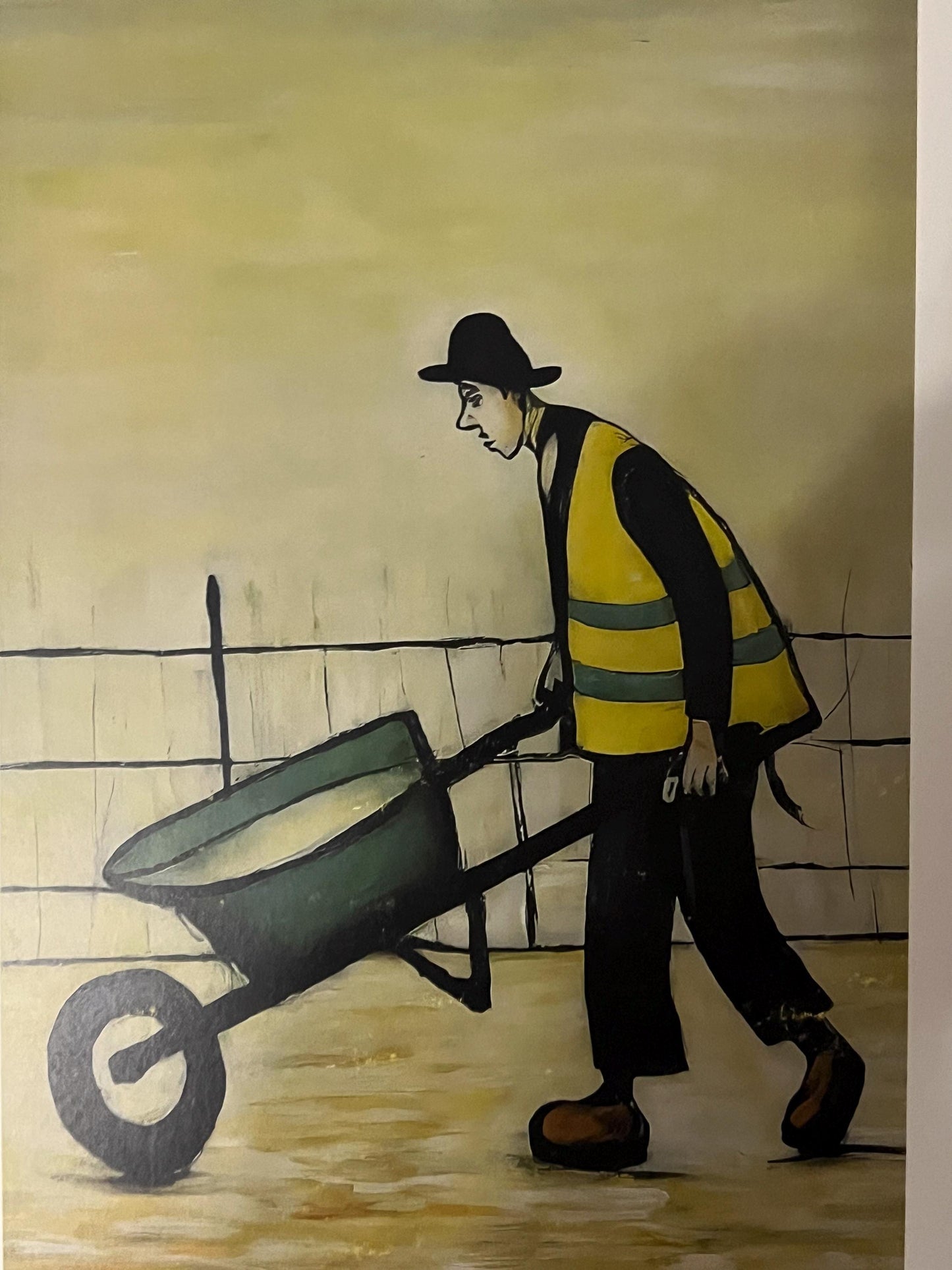 Wheelbarrow Man - Lowry Style A4 Size Giclée Art Print. Available Framed and Unframed.