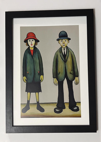A "Happy" Couple - Lowry Style A4 Size Giclée Art Print. Available Framed or Unframed.