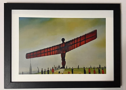 Angel Of The North - Lowry Style A4 Size Giclée Art Print. Available Framed or Unframed.