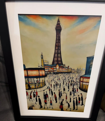 Blackpool Tower - Lowry Style A4 Size Giclée Art Print. Available Framed or Unframed.