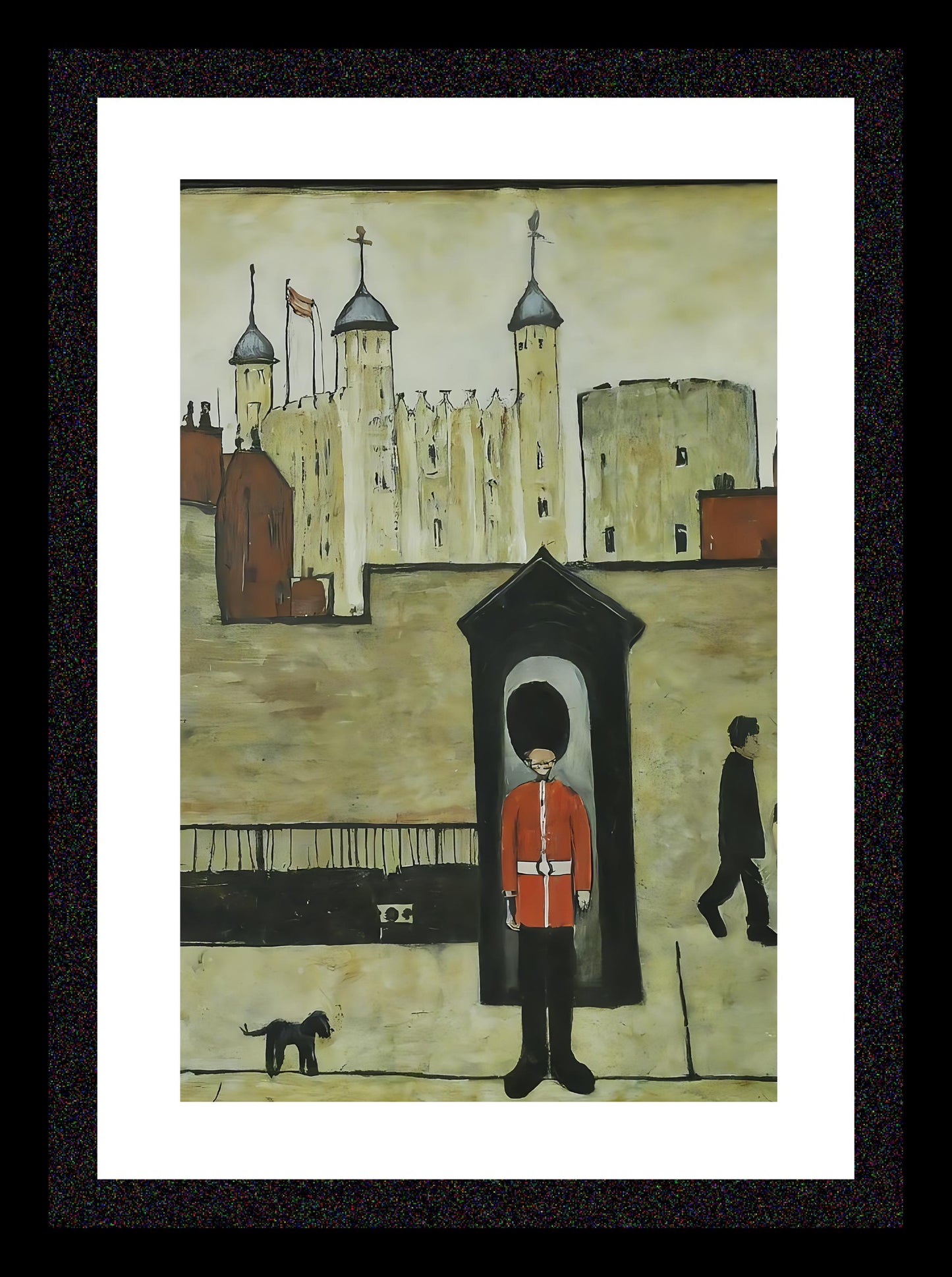 On Guard Tower of London - Lowry Style A4 Size Giclée Art Print. Available Framed or Unframed.