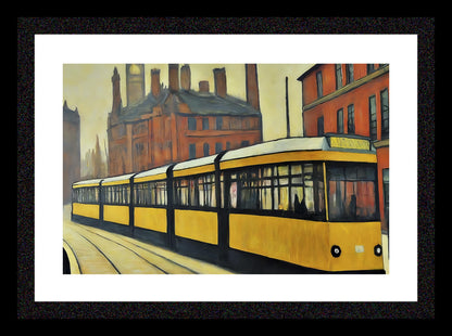 Metrolink Tram - Lowry Style A4 Size Giclée Art Print. Available Framed or Unframed.