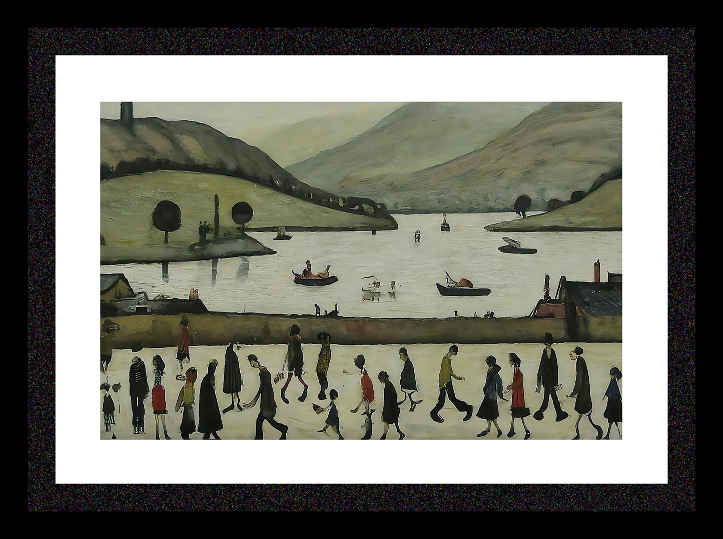 Lake Windermere - Lowry Style A4 Size Giclée Art Print. Available Framed or Unframed.