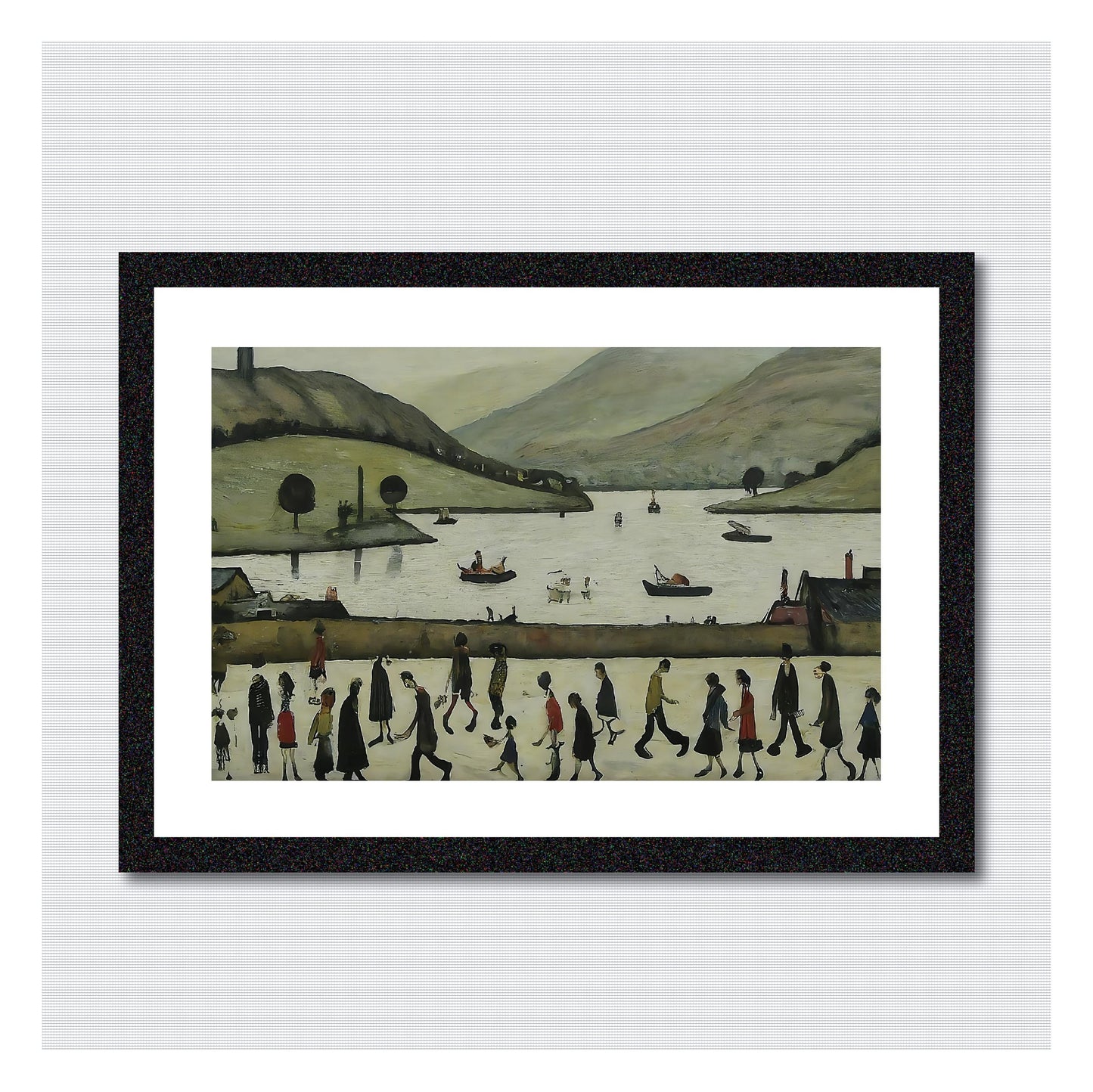 Lake Windermere - Lowry Style A4 Size Giclée Art Print. Available Framed or Unframed.