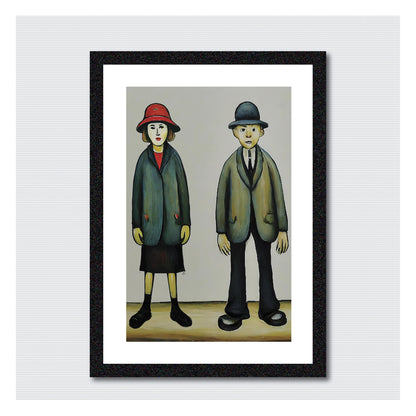 A "Happy" Couple - Lowry Style A4 Size Giclée Art Print. Available Framed or Unframed.