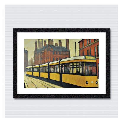 Metrolink Tram - Lowry Style A4 Size Giclée Art Print. Available Framed or Unframed.