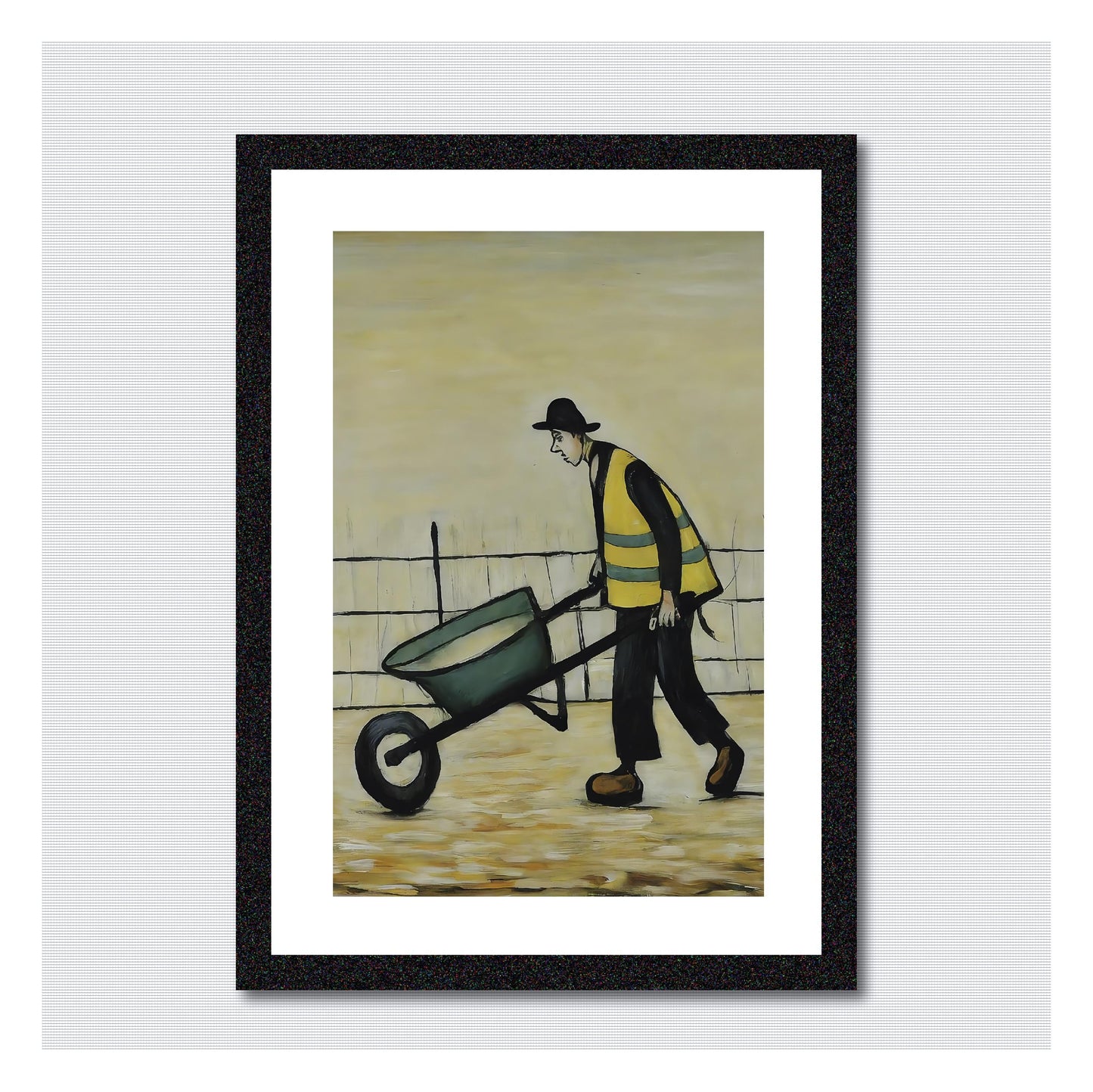 Wheelbarrow Man - Lowry Style A4 Size Giclée Art Print. Available Framed and Unframed.