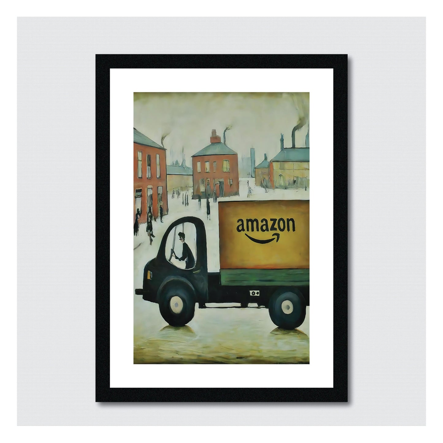Amazon Delivery Truck - Lowry Style A4 Size Giclée Art Print. Available Framed or Unframed.