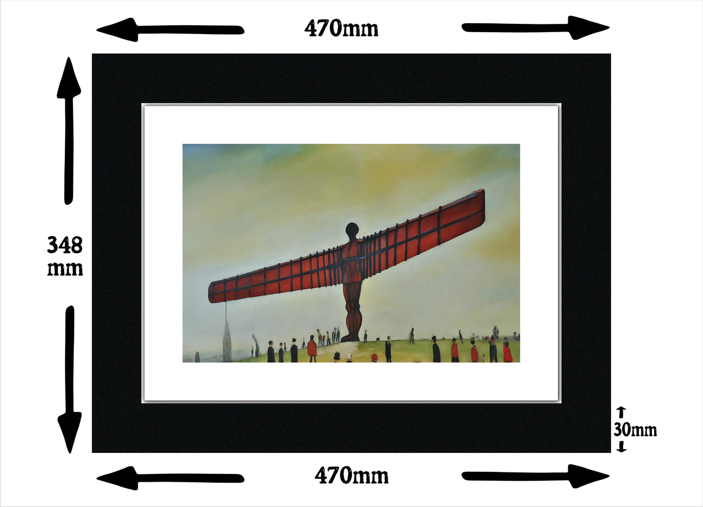 Angel Of The North - A3 Size Giclée Art Print. Lowry Style Art Print. Available Framed and Unframed.