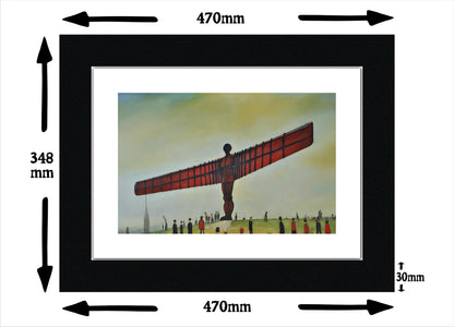 Angel Of The North - A3 Size Giclée Art Print. Lowry Style Art Print. Available Framed and Unframed.